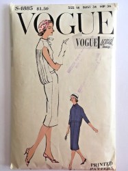 4885 1958 VOGUE BACK PLEAT CHEMISE DRESS, BELT SLEEVES OR NOT PATTERN 12 32"B